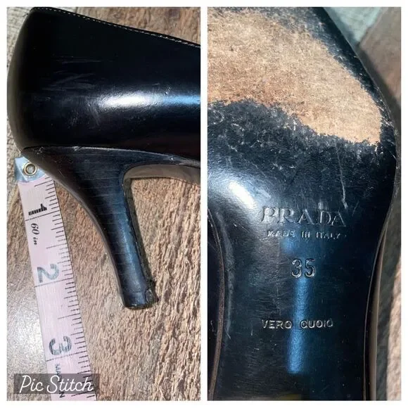Prada square toe black pumps heels - Picture 6 of 11
